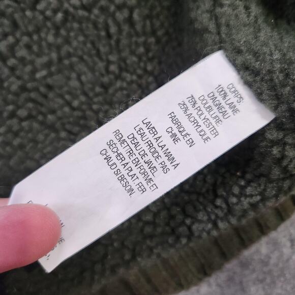 LL Bean Sweater Vest Mens XL Green 100% Lambs Wool Sherpa Fleece Lined Full Zip - Picture 9 of 12